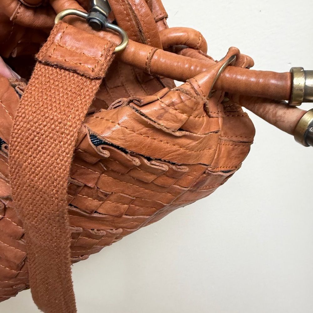 Ameri Leather Large Tan Woven Leather Tote - image 6